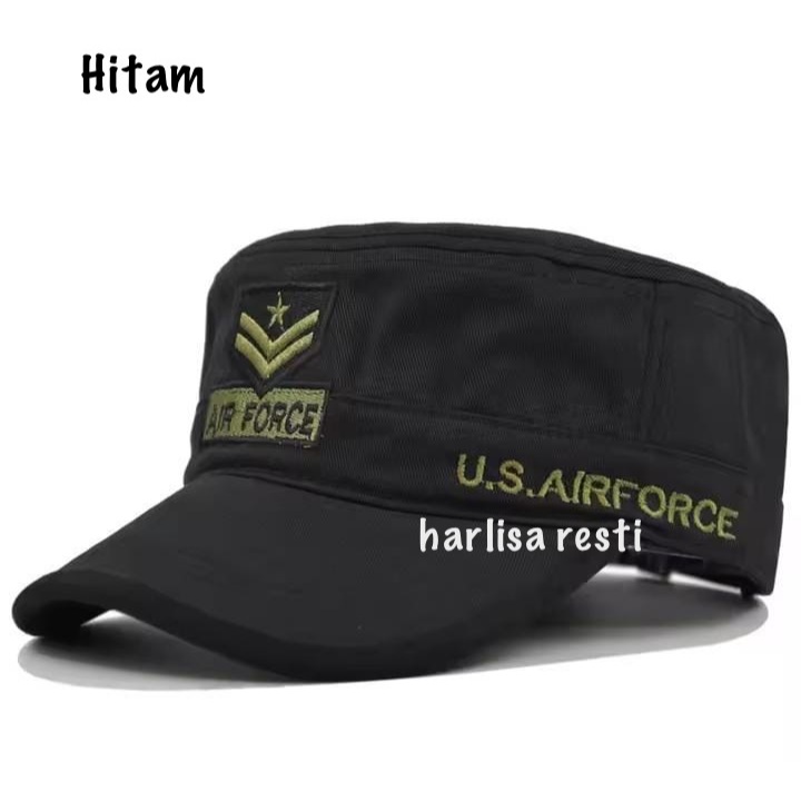 TOPI PRIA TOPI KOMANDO ARMY PRIA TOPI DISTRO MANCING SEPEDA TOPI KOMANDO PENDAKI GUNUNG HITAM POLOS