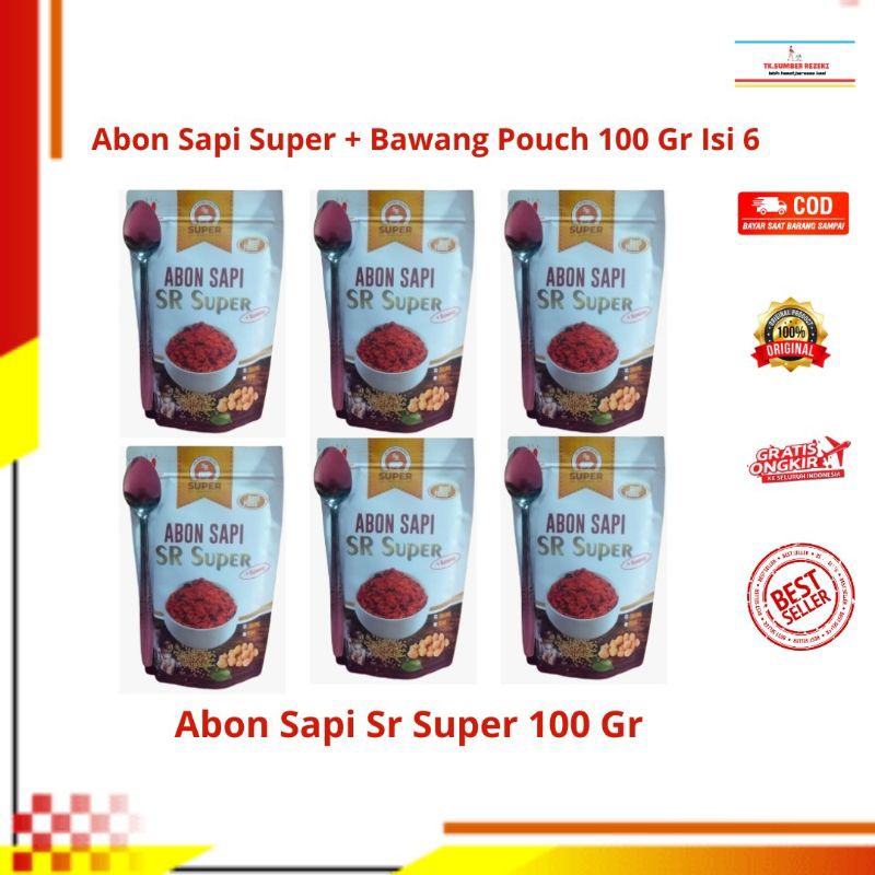 

[PAKET HEMAT ISI 6] Abon Sapi Super Sr + Bawang Pouch Free Sendok 100 Gr PROMO MURAH