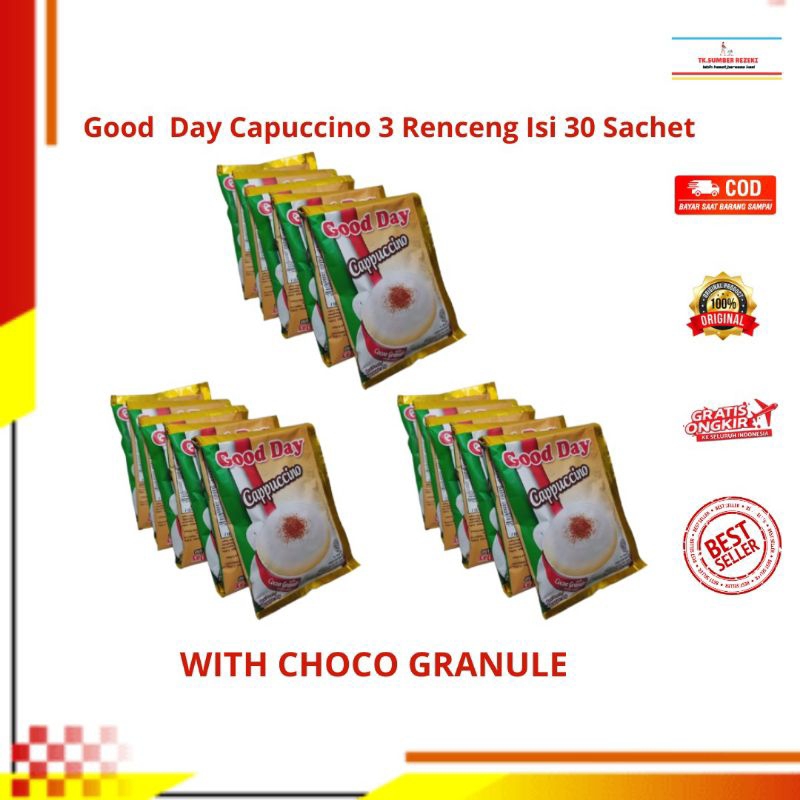 

[PAKET HEMAT ISI 3] Goodday CAPUCCINO 3 Renceng Isi 30 Sachet PROMO MURAH/ Kopi Goodday CAPUCCINO 3 Renceng Isi 30 Sachet PROMO MURAH