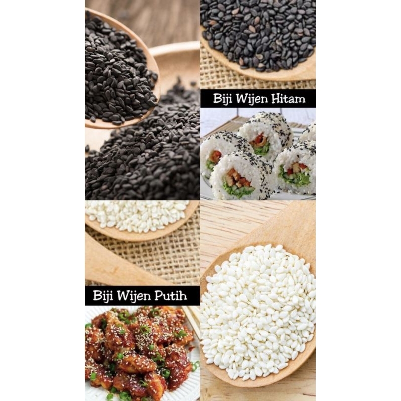 

Biji wijen putih wijen hitam 50gr dan 100gr sesame seed organik premium termurah halal MUI BPOM