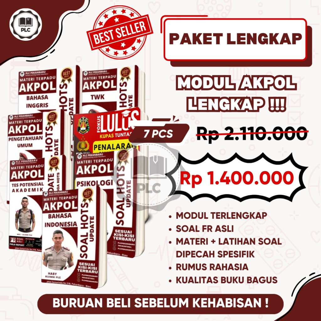 PLC Buku Materi & Bank Soal Persiapan Tes Masuk AKPOL 2026 Paket Spesial 7 Buku