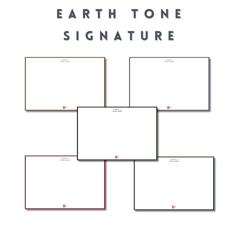 

Earth Tone Signature Personalized Note Card Kertas Surat Custom Nama ukuran 10x15 cm