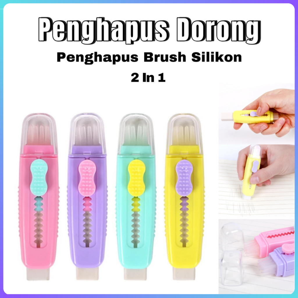 

HD Penghapus Slide + Brush Silikon / Sliding Eraser / Penghapus Geser Warna / Penghapus Mekanik
