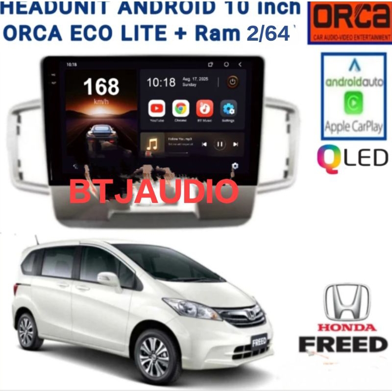 HEAD UNIT TAPE TV MOBIL ANDROID UNTUK HONDA FREED 2008-2016 RAM 2GB LAYAR 10 INCH