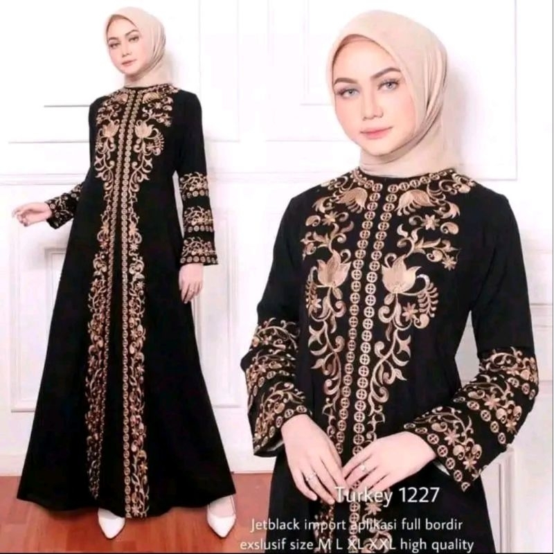 abaya bordir gamis hitam turki 1227 ibu dan anak mewah