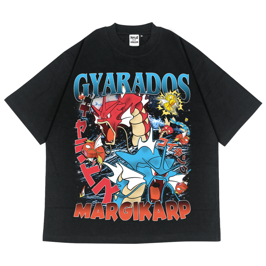 Gyarados Pokemon Oversized Vintage T-Shirt – Black
