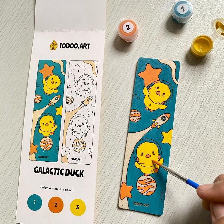 

[Todoo.art] Wooden Bookmark Paint by Numbers | Pembatas Buku Kayu - Galactic Duck