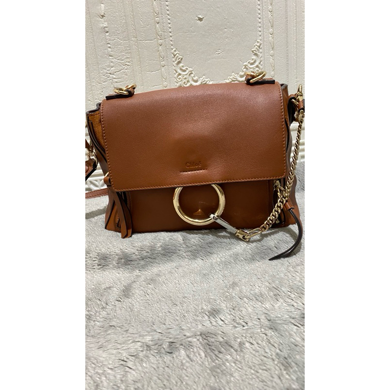 Chloe faye day Leather Shoulder Bag 2way Handbag Light Brown