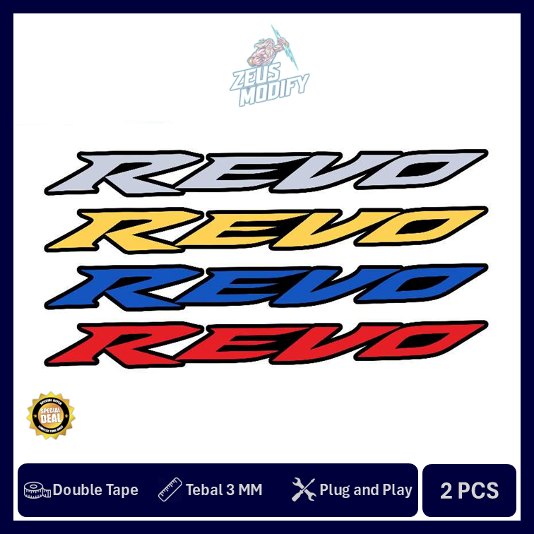 EMBLEM REVO LOGO REVO FIT REVO X REVO ABSOLUTE TIMBUL AKRILIK BUKAN STIKER AKSESORIS MOTOR 2PCS
