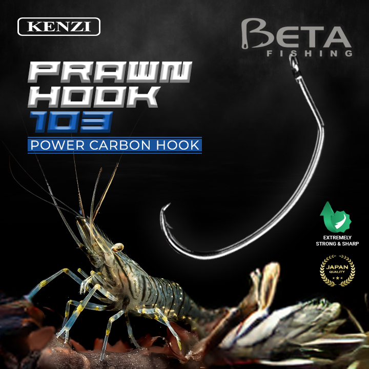 MATA KAIL KENZI PRAWN HOOK 103 Power Carbon Hook Mata Kail Udang Galah - Mata Kail Licin dan Tajam