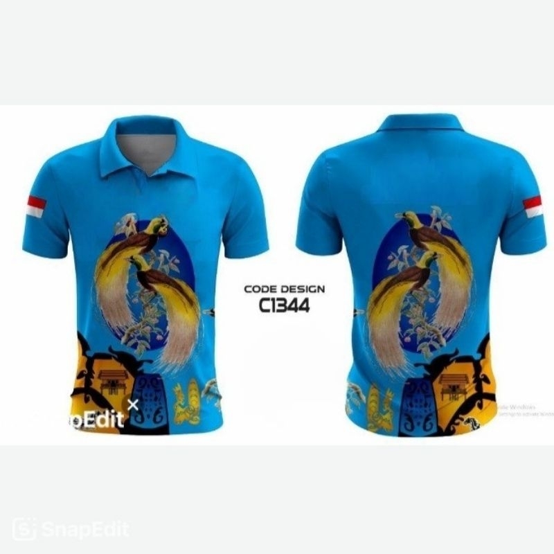 KAOS JERSEY POLO / KERAH BATIK PAPUA / BATIK KEREN CUSTOM FULL PRINTING KUALITAS PREMIUM