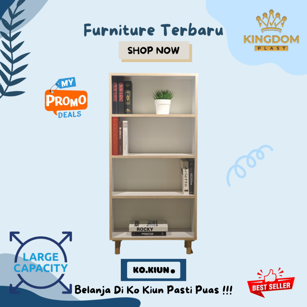 RAK BUKU MINIMALIS – KAPASITAS BESAR, KOKOH & ELEGAN