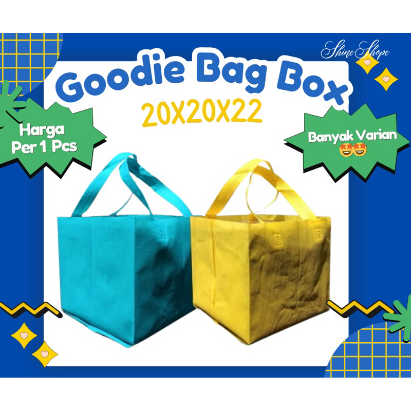 

Goodie bag spunbond box 20x20x22 cm tas kain kotak kue nasi kotak belanja tas souvenir ultah tote bag