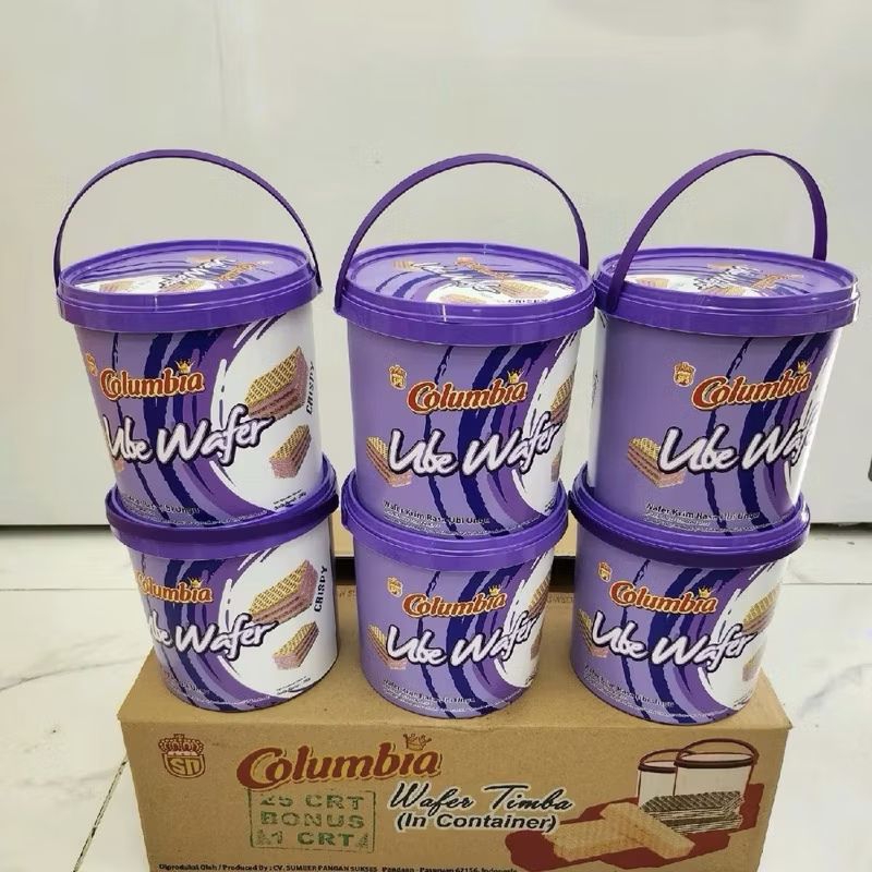 

Columbia Wafer Timba 250gr Ube , Strawberry & Coklat Vanilla [ 1 Karton 6 Timba ]