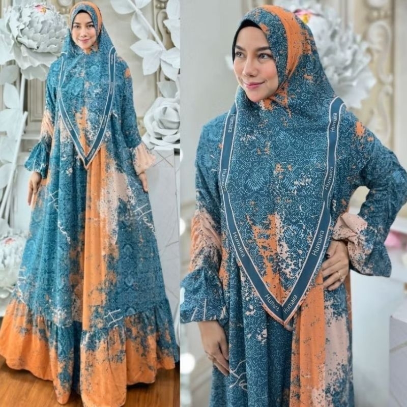 JASMINE SERIES by HUMAIRA ADRIANA SERIES by HUMAIRA SYARI Branded Ceruty Printing Premium Hitam Oran
