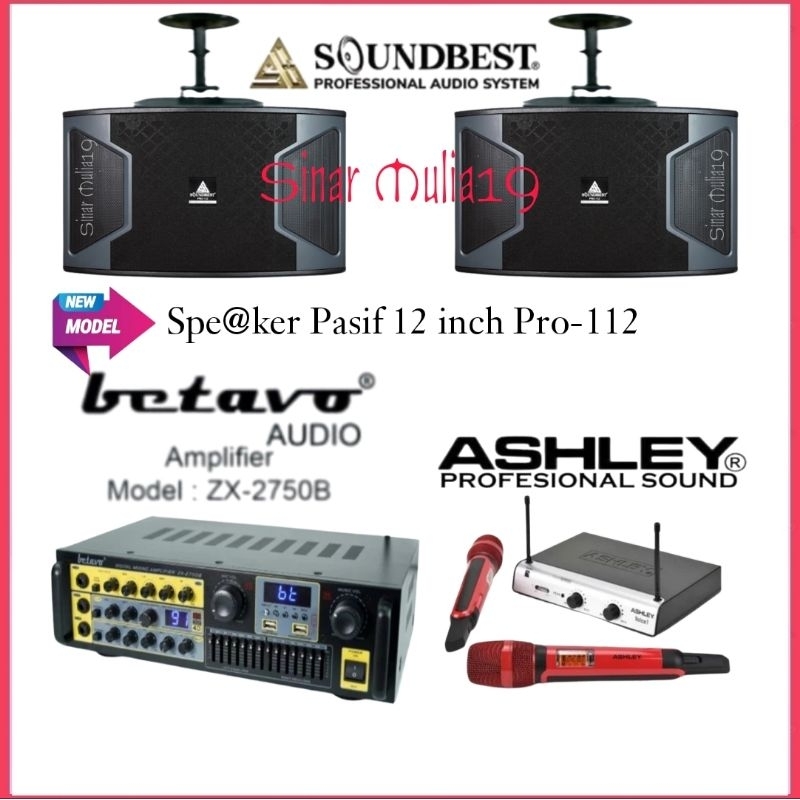 Paket Sound System Speaker 12 Inch Soundbest Pro 112 Amplifier Betavo ZX 2750B Mic Wireless Ashley V