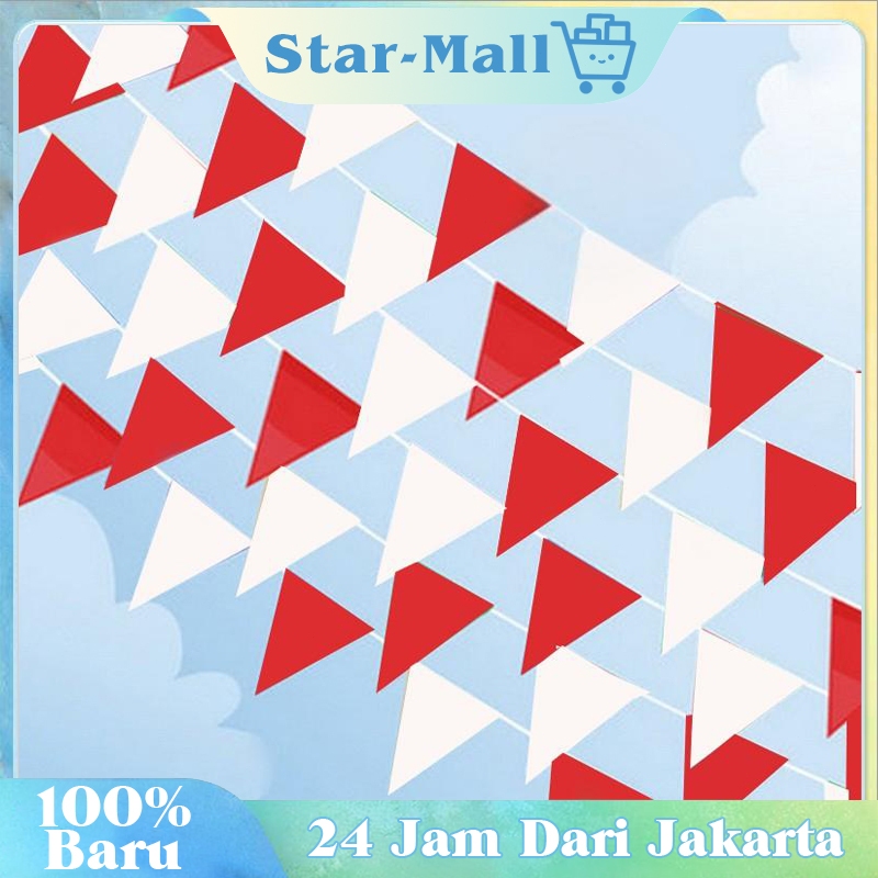 150Pcs Bendera Merah Putih Bendera Kain Segitiga Bunting Flag Bendera 17 Agustusan Bendera Indonesia