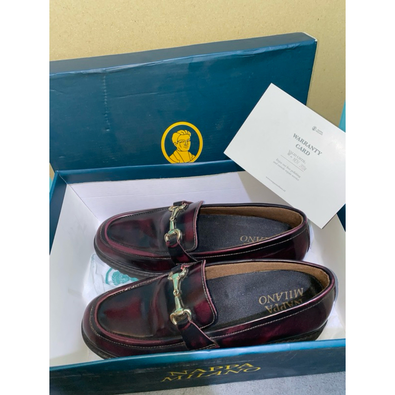 Loafers - Pam Buckle Maroon - Napa Milano