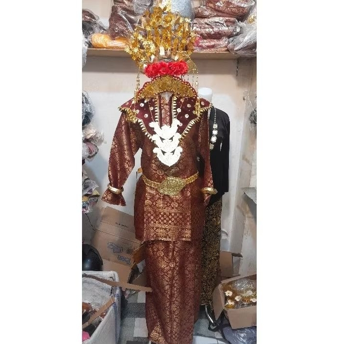 Baju tari tanggai dewasa/aksesoris tari tanggai palembang
