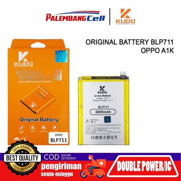 Baterai KUDO BLP711 for Oppo A1K | Double Power + Double IC | Original & Tahan Lama
