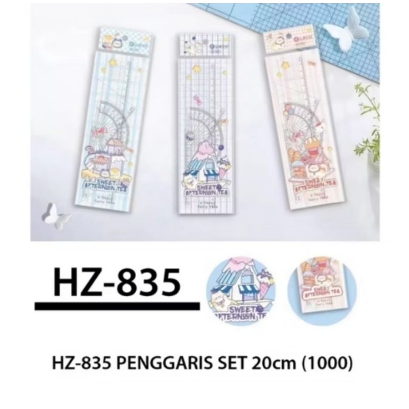 

Penggaris set fancy (4pcs) HZ-835 /HZ-845 bening murah