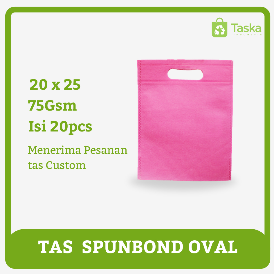 

Taska - Tas Spunbond Oval 20x25 Tas Warna Pink Gooodie Bag Spunbond Harga Kodian