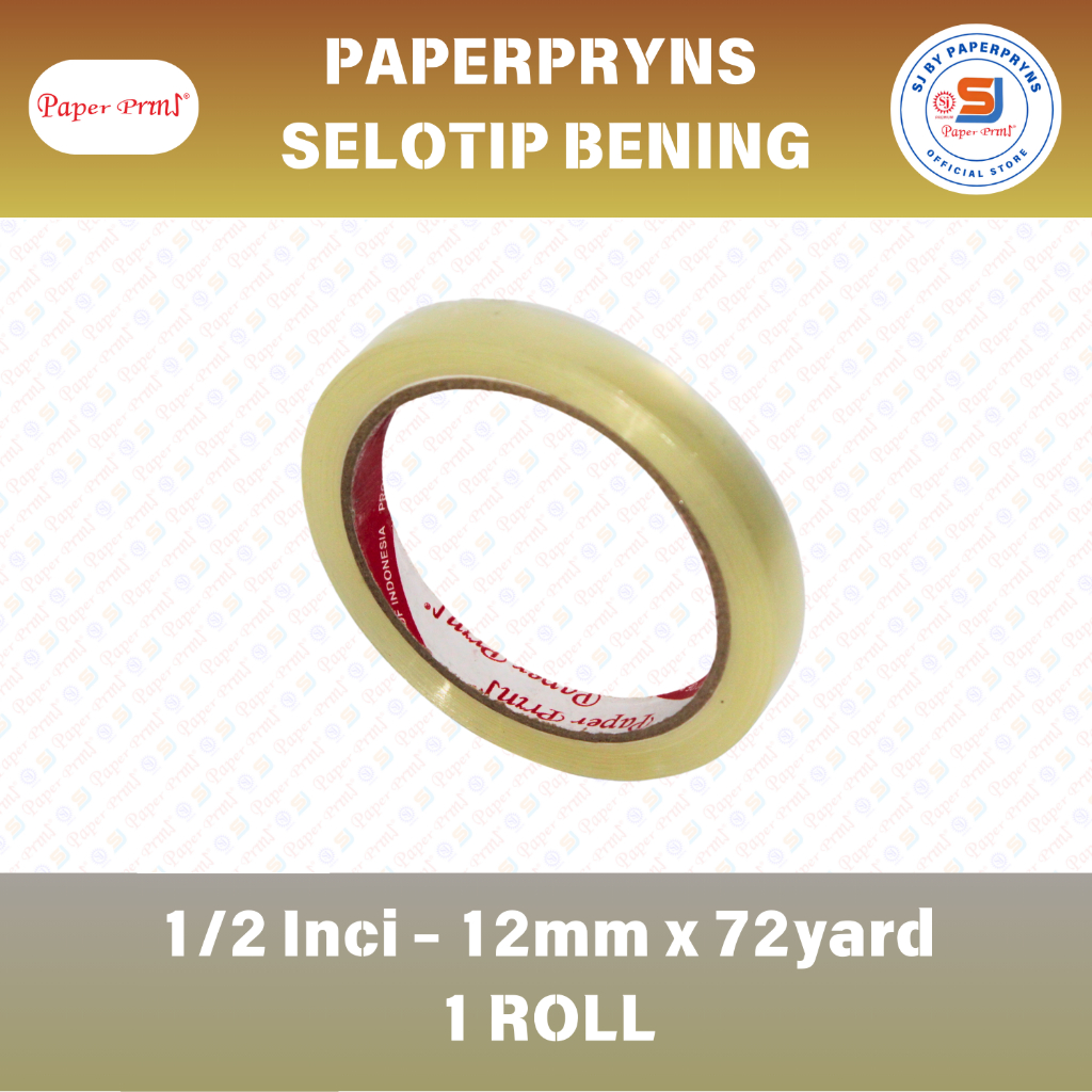 

PAPERPRYNS Selotip Bening 1/2 Inci (12mm x 72 yard) - 1 ROLL