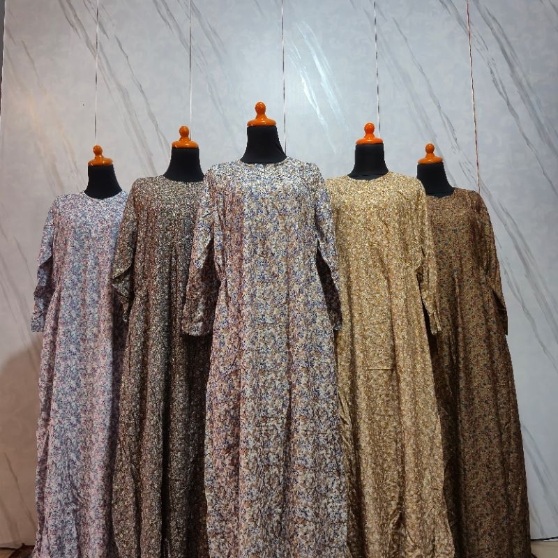 AYLA DRESS - Dress VISCOSE Motif Bunga Kecil Busui Zipper ALLSIZE PREMIUM