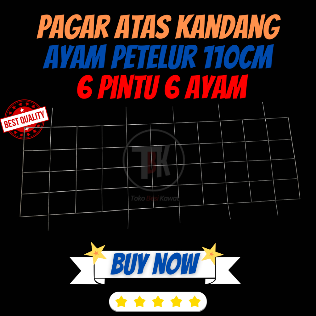 Pagar Atas Kandang Ayam Petelur 6 Pintu 6 Ayam - 110cm