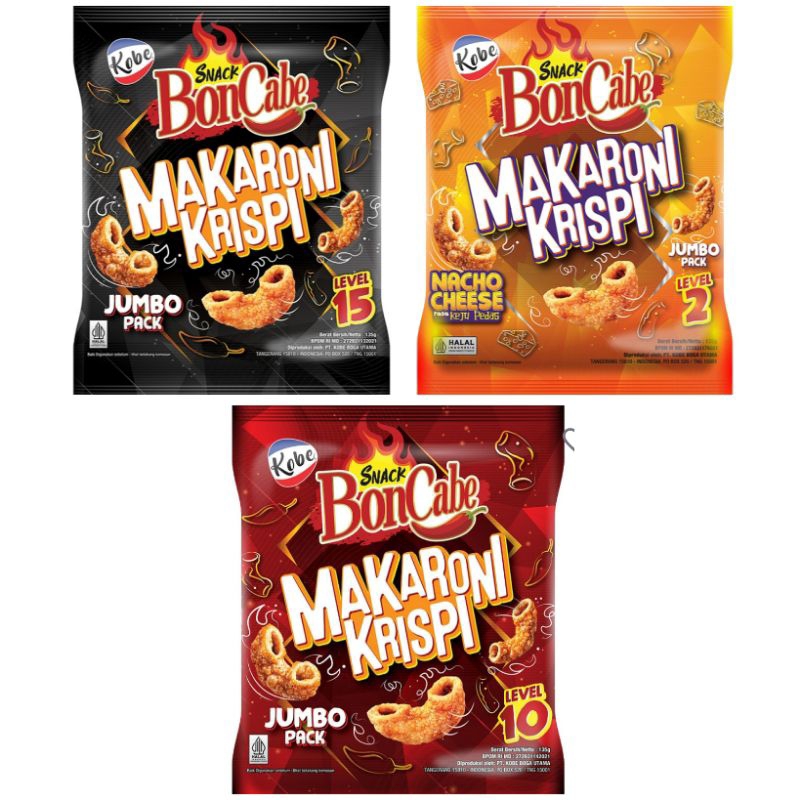 KOBE Snack BONCABE bon cabe baru Makaroni Krispi Level 2 10 15 Nacho Cheese mie kering