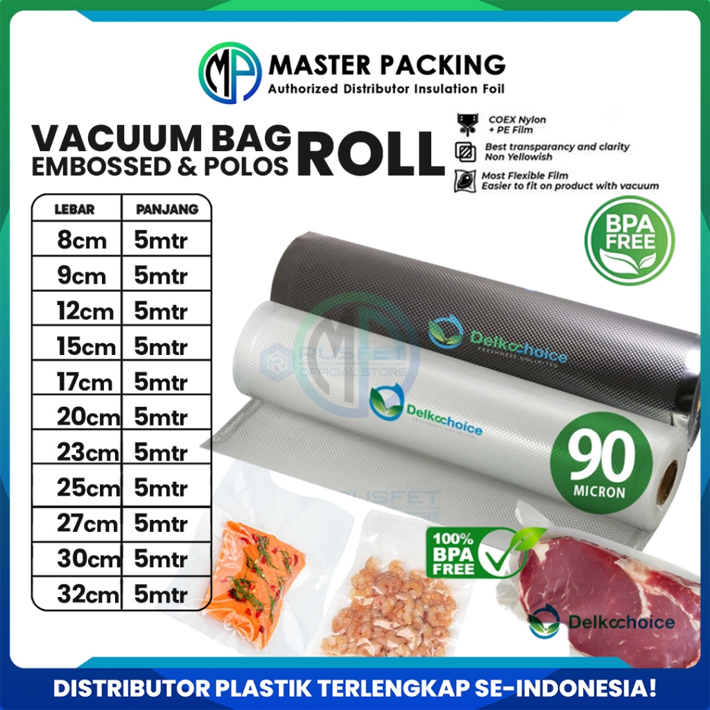 Plastik Vakum Vacuum Vacum Bag Sealer Makanan Roll Emboss Bening Hitam