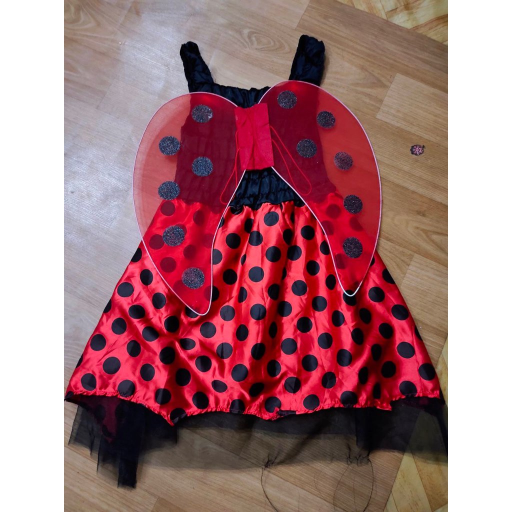 DRESS PRELOVED LADYBUG ( DRESS ANAK POLKADOT MERAH HITAM )