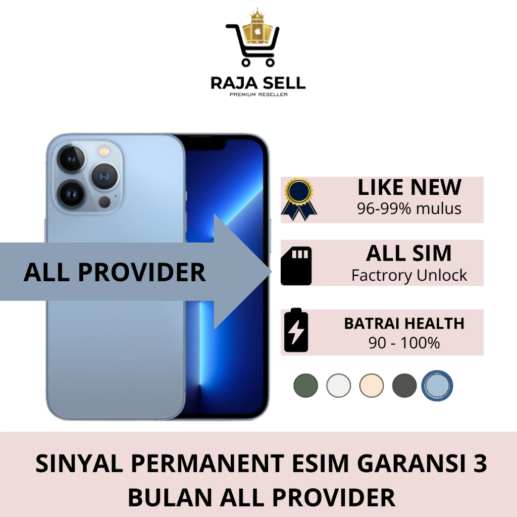 SINYAL PERMANEN Iphone Second 13 Pro 256GB/128GB Dual Sim Factory Unlock Mulus Termurah