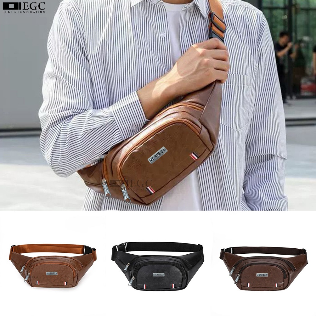 TAS PINGGANG PRIA KULIT MORTEGA/TAS PRIA/TAS COWOK/MORTEGA MAN LEATHER WAIST BAG WB-573
