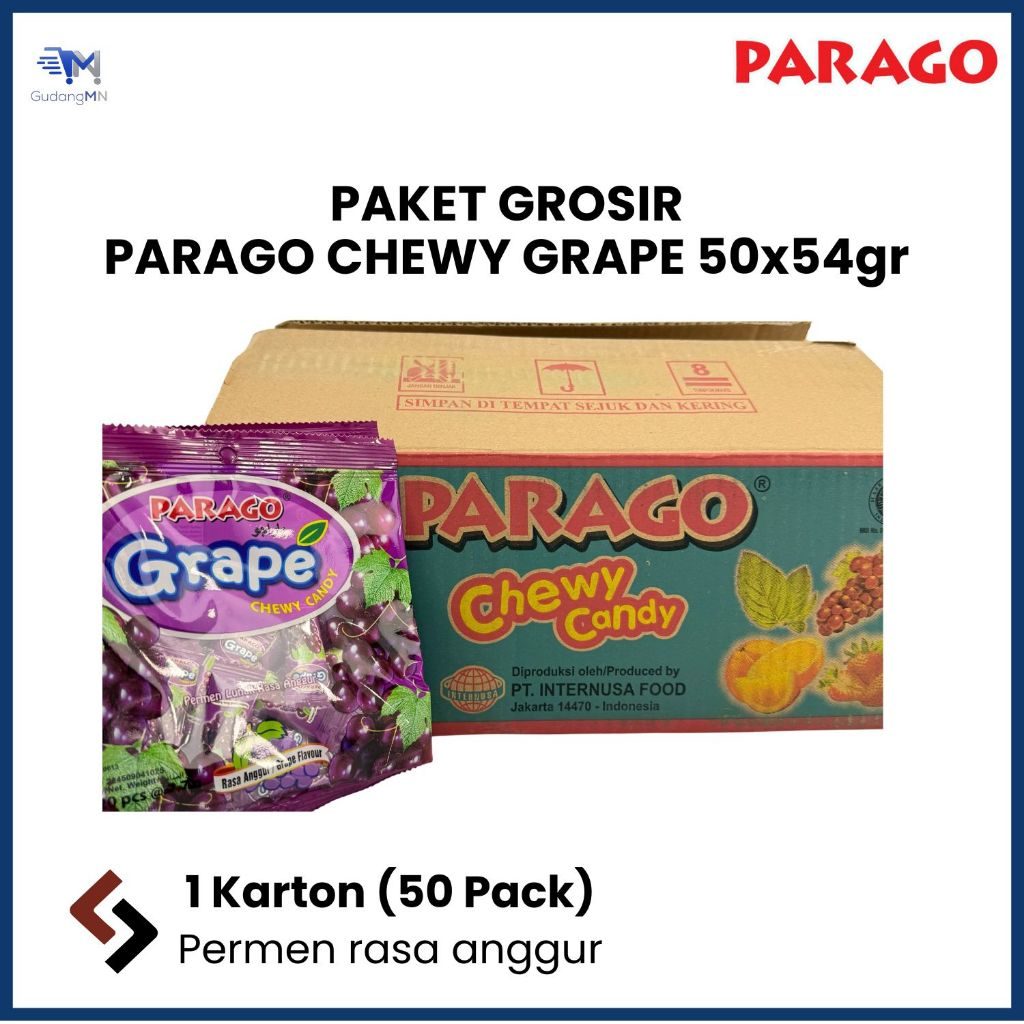 

[PAKET GROSIR 1 KARTON] PARAGO CHEWY GRAPE | PERMEN RASA ANGGUR