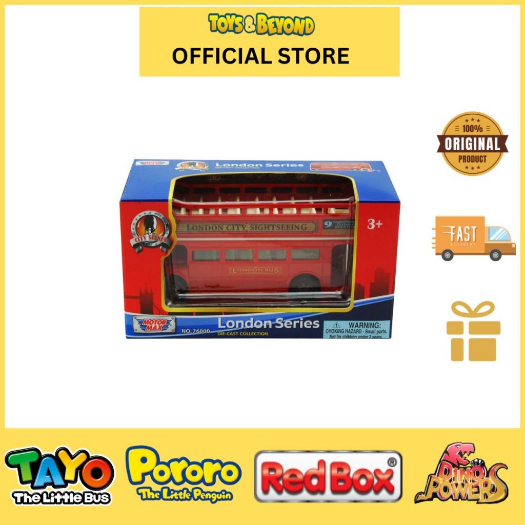 Motormax Diecast London Bus Open Top Series 1:43 76008 Mainan Truck Bus Tingkat