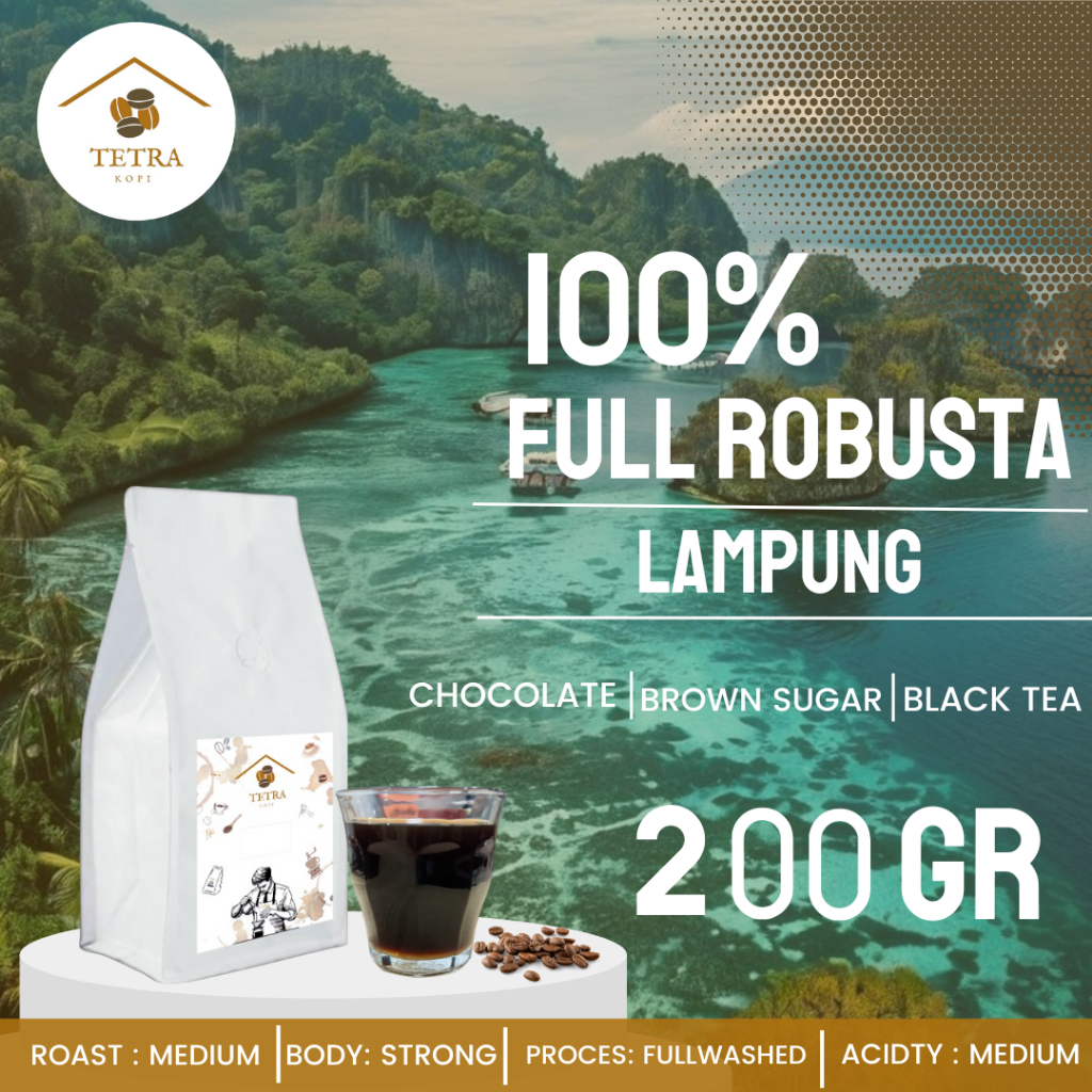 

Tetra Kopi Kopi Robusta Lampung Roasted Beans 200Gram