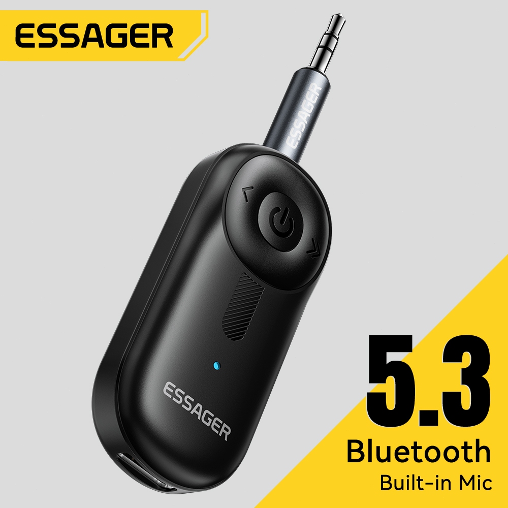 Essager Bluetooth 5.3 Adapter 3.5mm AUX Jacks untuk speaker suara mobil penerima Headset Tablet pene