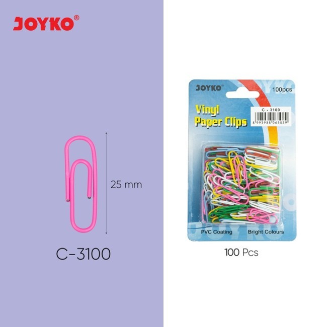

Paper Clips Joyko 100 pcs C- 3100 / Klip Kertas / Clip kertas / Paper Clip warna warni / Klip Kertas warna