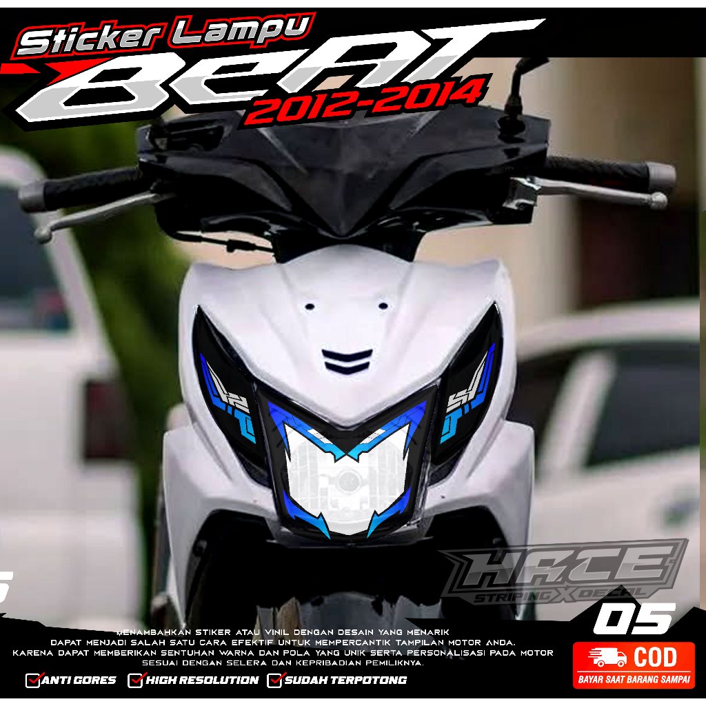 KODE 05 STIKER ALIS LAMPU MOTOR BEAT FI - STIKER LAMPU DEPAN BEAT FI SIMPLE LIST