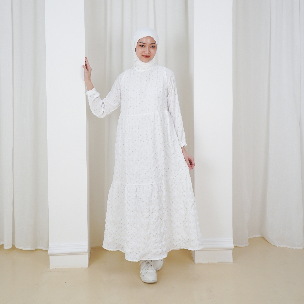 ULTRAVIOLET Crinkle Tier Maxi Dress  070 (3 Warna)  - Baju Terusan Maxi Gamis Wanita Kasual Hijaber 