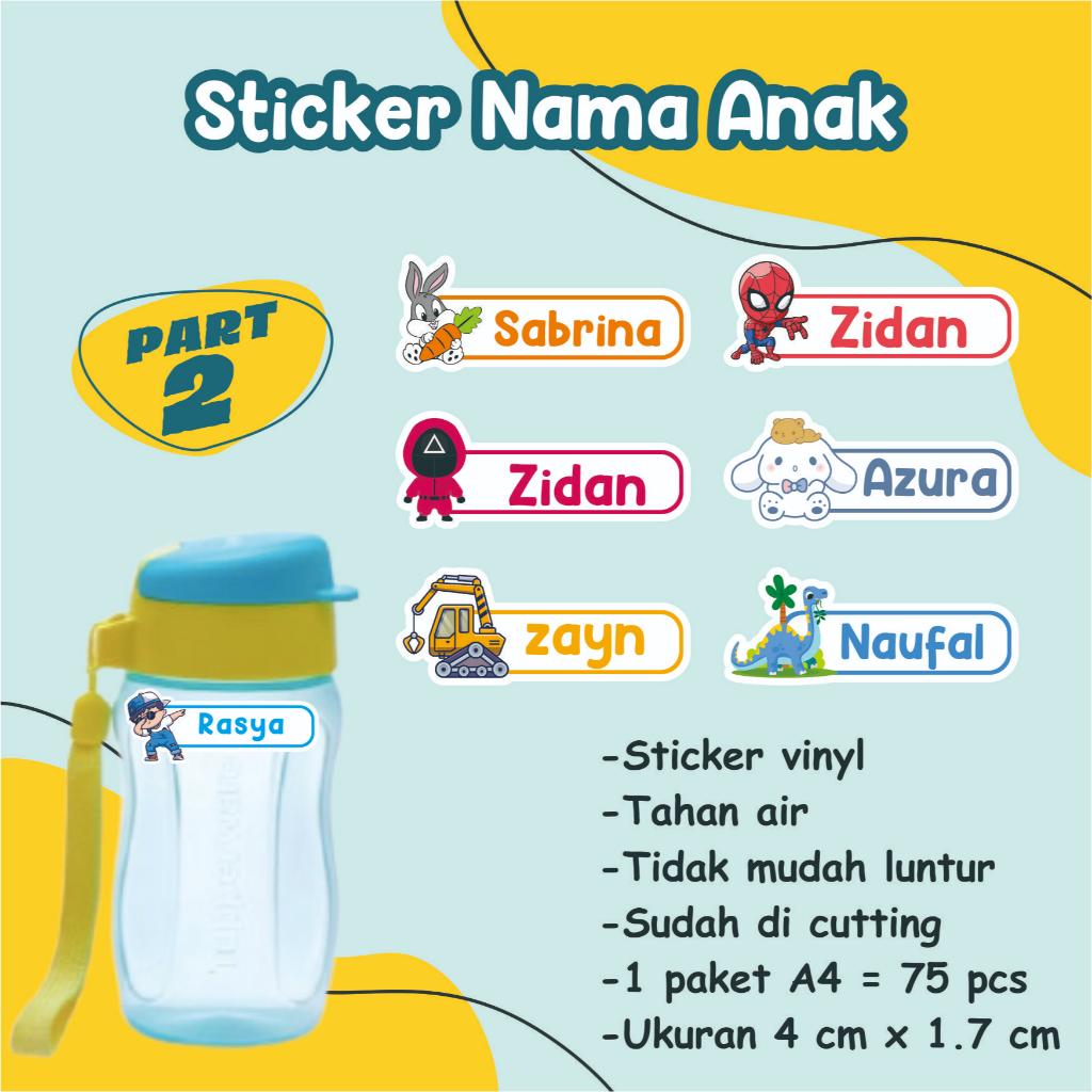 

PART 2 Sticker Nama Anak WATERPROOF / Sticker Nama Costum / Sticker Label Nama