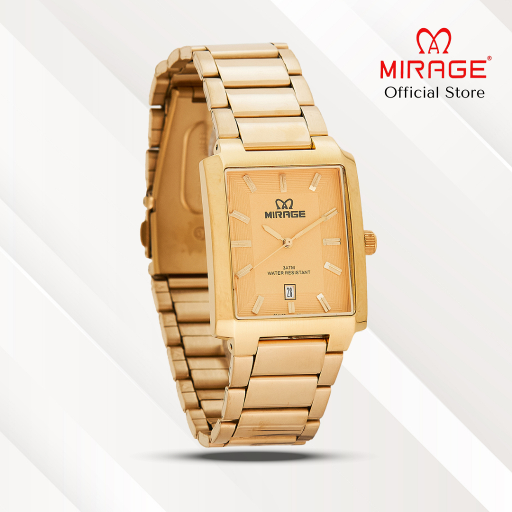 Mirage Jam Tangan Pria Analog 8545 M Gold Original Stainless