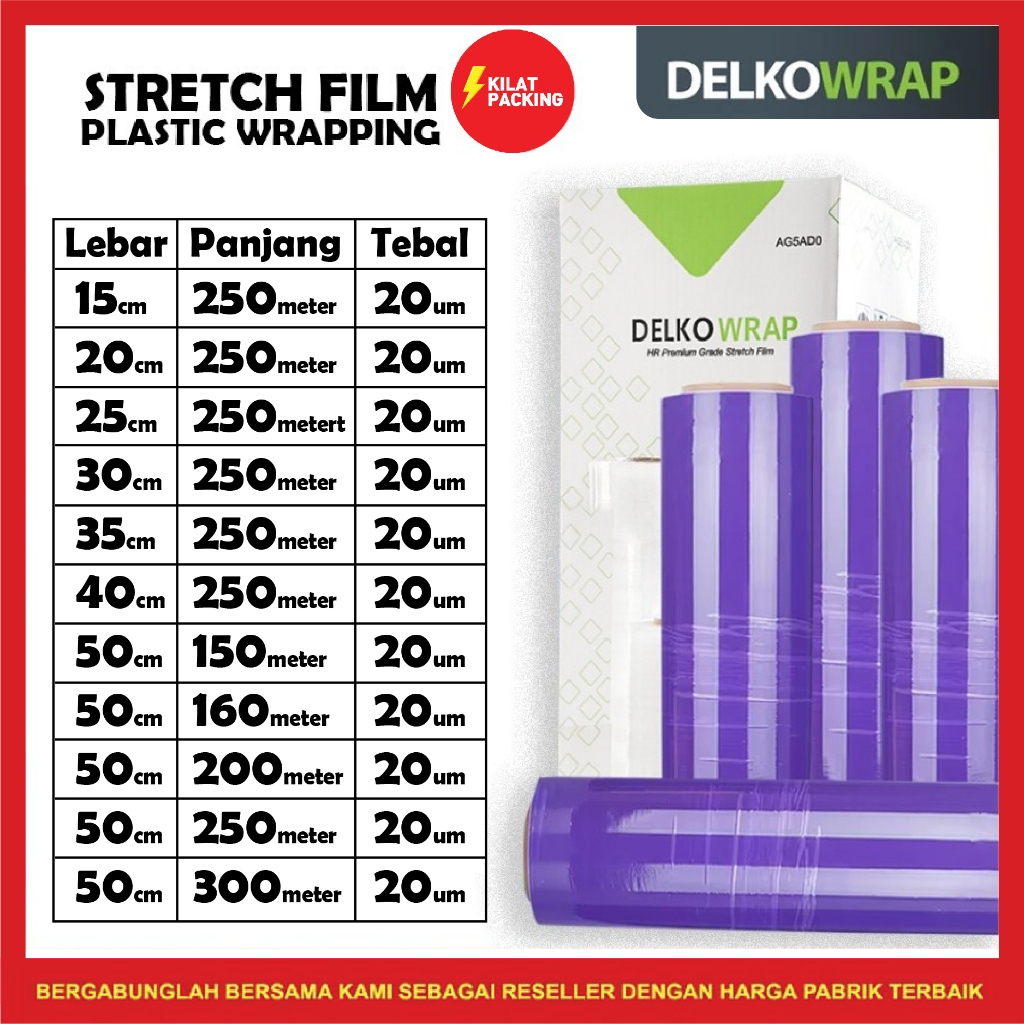 Stretch Film Plastik Wrap Wrapping Barang Delko Wrap Dark Purple Satuan