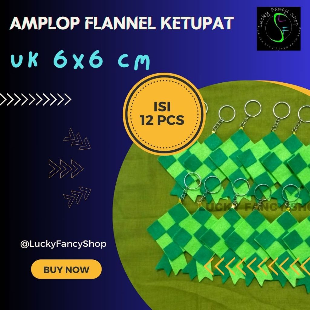 GANTUNGAN KUNCI AMPLOP FLANEL LEBARAN KETUPAT FLANNEL KONDANGAN ISI 12 PCS ANGPAO SOUVENIR TERMURAH