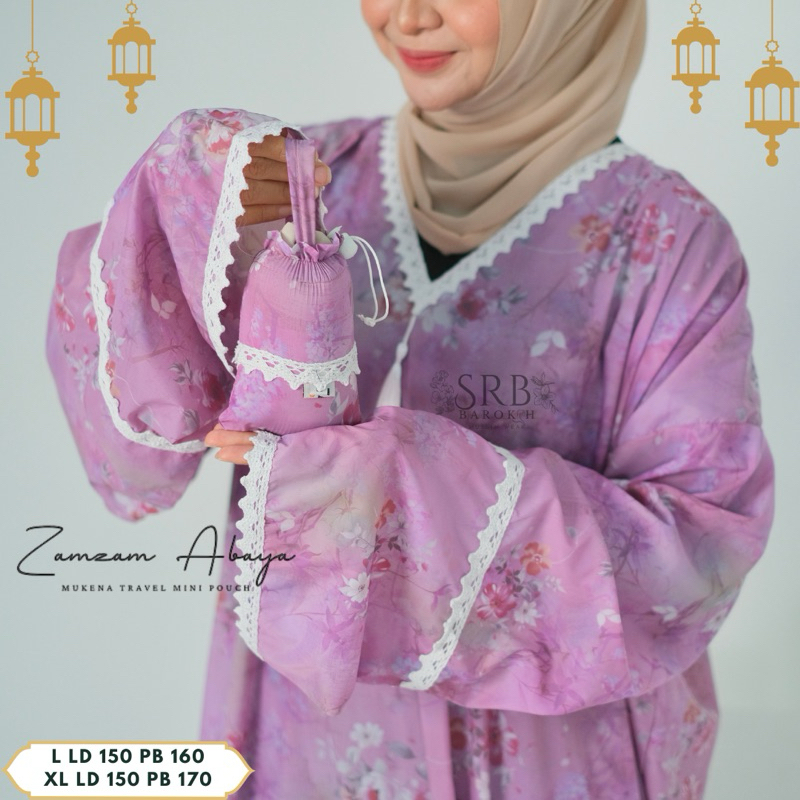 (MOTIF 3) mukena abaya travel mini pouch motif by Zamzam abaya sholat kecil