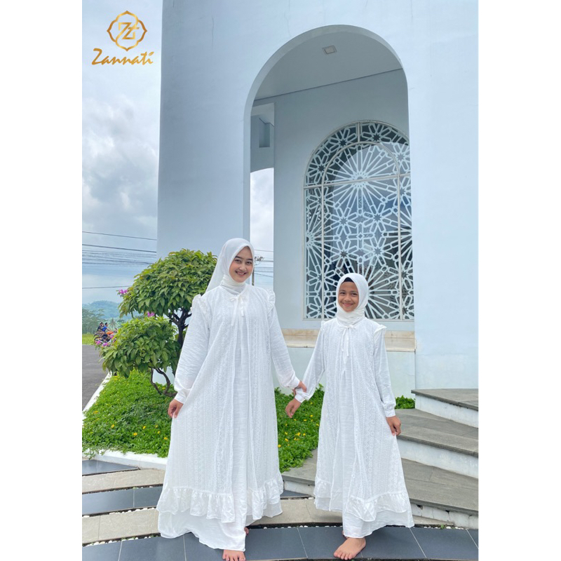 Gamis Couple Ibu & Anak Gamis Tanggung Dress Outer Brukat