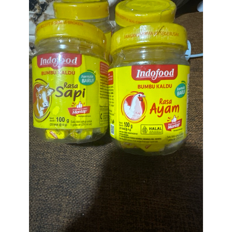 

Indofood Bumbu Kaldu Rasa Ayam /Rasa sapi 100g (25 blok @4g)