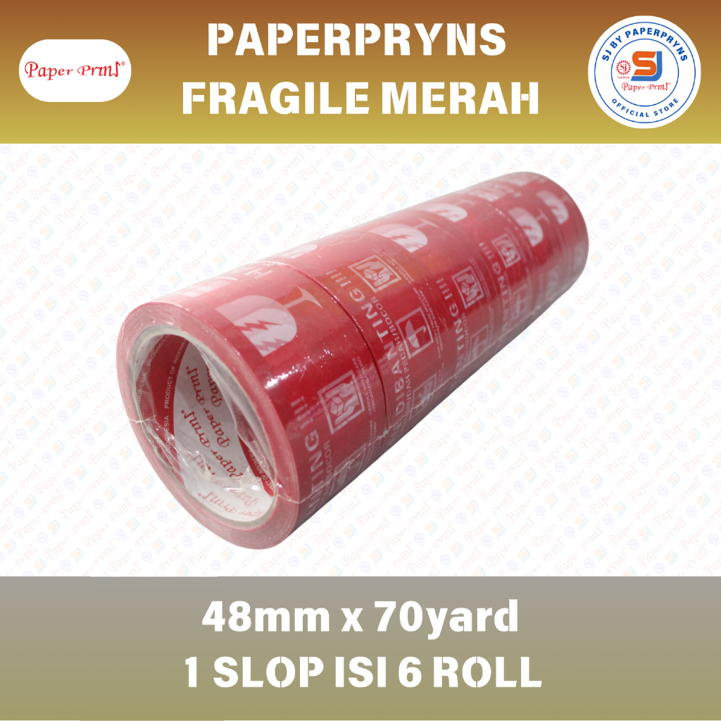

PAPERPRYNS Lakban Fragile Merah 2 Inci (48mm x 70 yard) - 1 SLOP