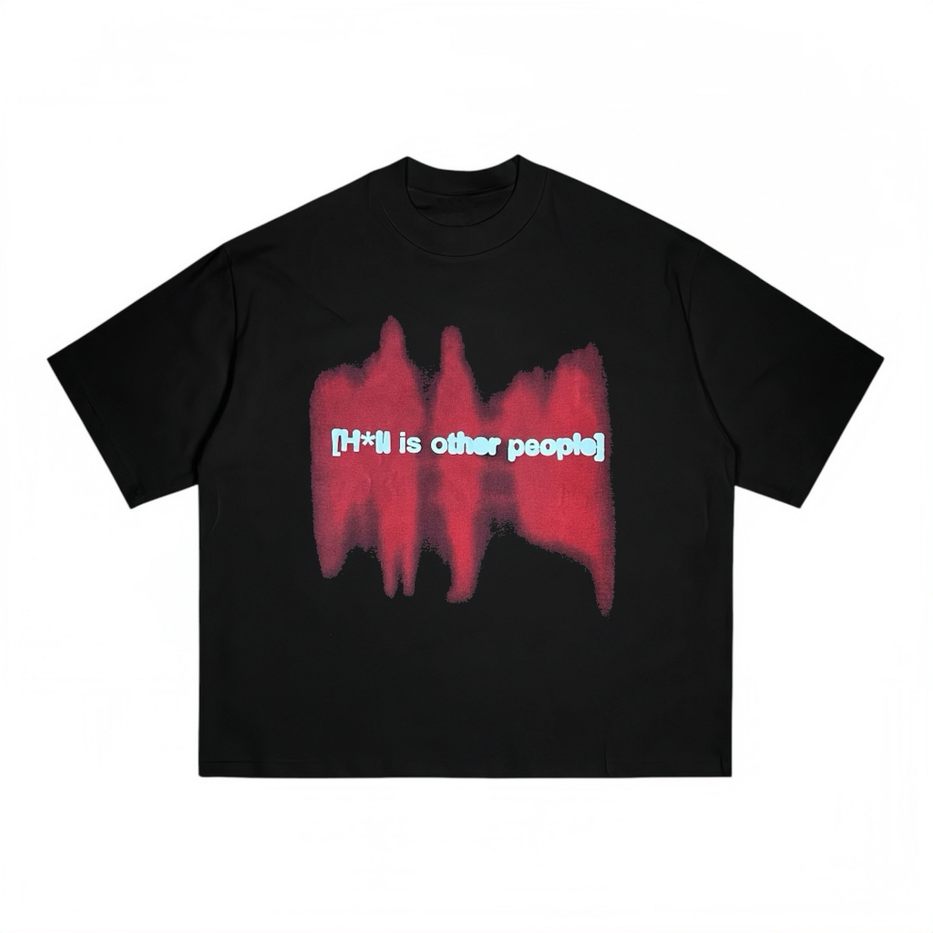 Boxy Fit Kaos Oversize T-shirt Other People Hitam Pria dan Wanita Cotton Combed 20s